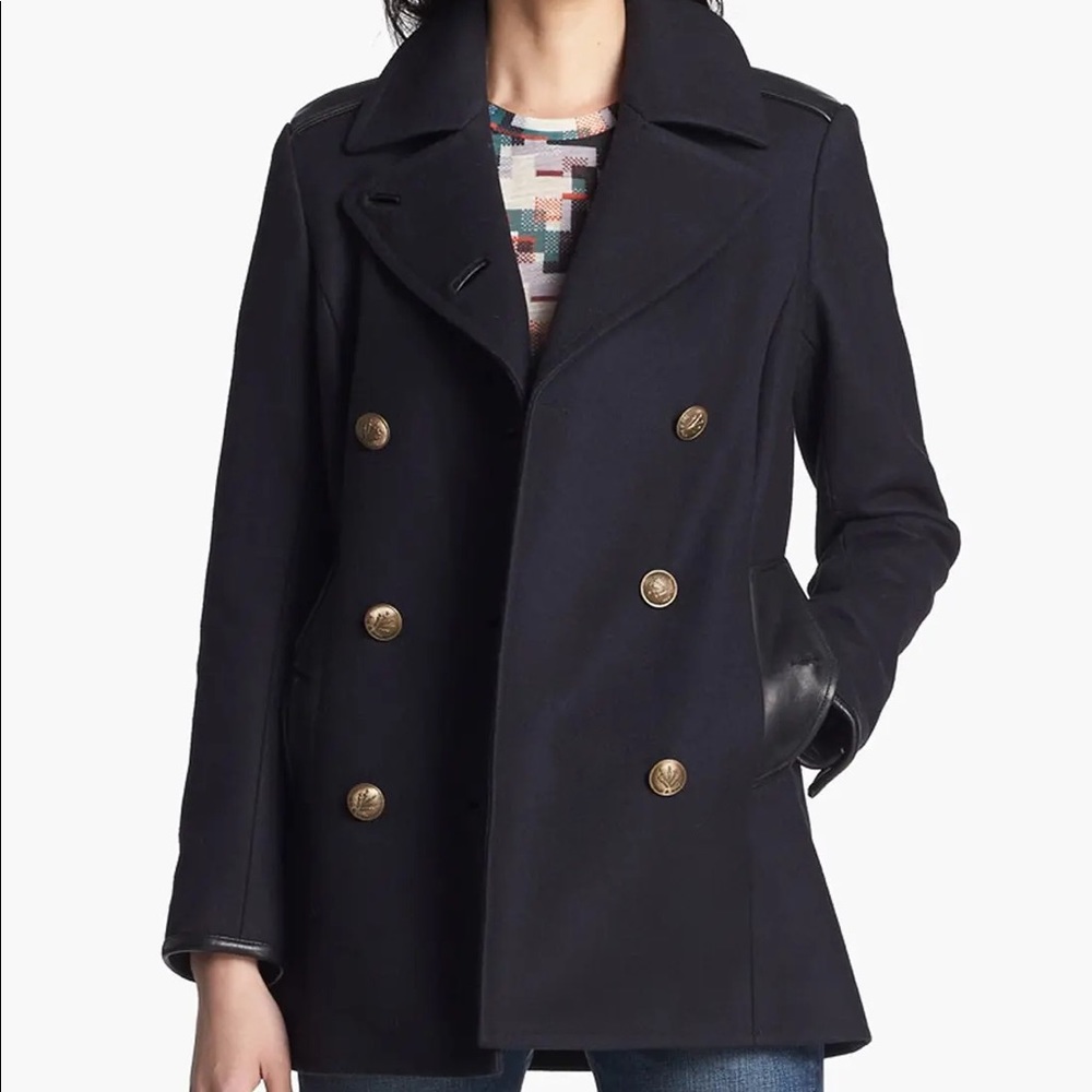RAG & Bone wool leather pea coat